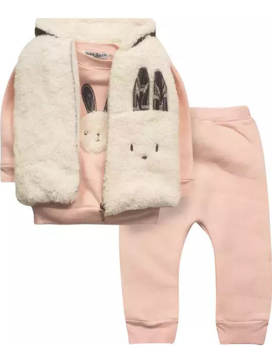 Kids Sweatpants Set With Top Pink 3 Pieces