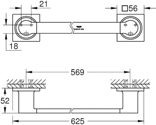 Grohe Single Wall-Mounted Bathroom Rail Silver