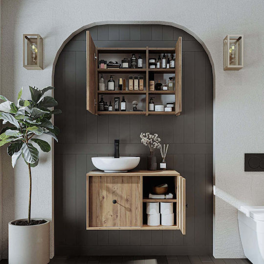 Gusto Bathroom Set 2pcs Sink & Mirror MDF & Ceramic