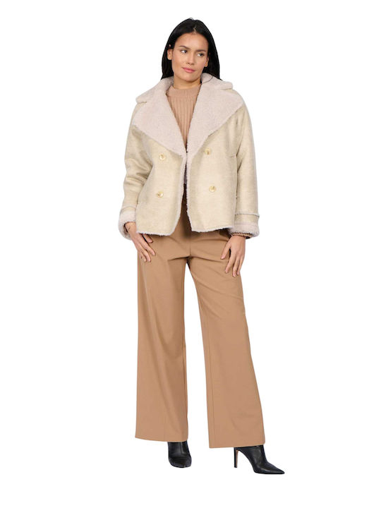 Γυναικείο Μπουφάν για Χειμώνα Beige
