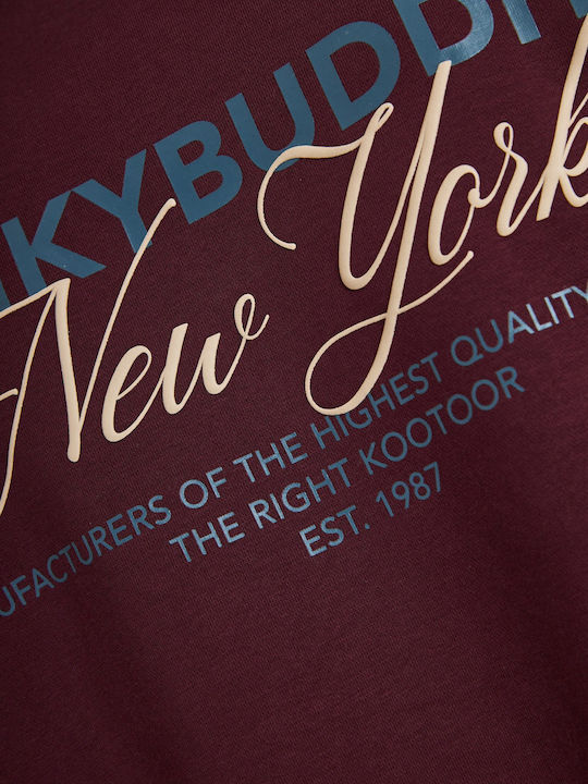 Φούτερ με Κουκούλα Μπορντό FBM012-018-06-MERLOT