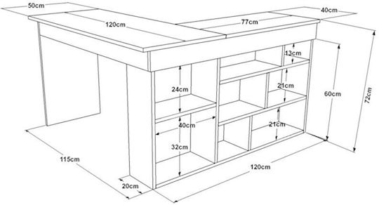 Дървено Бюро с Библиотека Кафяво 127.2x35x32см SKU-3295-P3295
