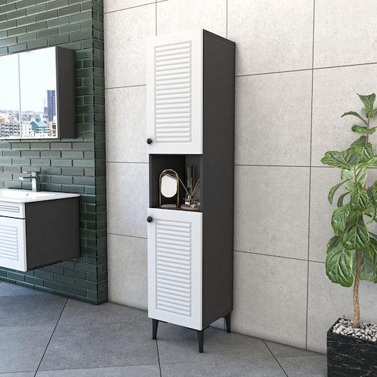 Dulap Coloană Pentru Baie Luxe 172cm Alb Complet MDF Rafturi Reglabile