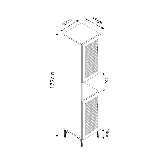 Dulap Coloană Pentru Baie Luxe 172cm Alb Complet MDF Rafturi Reglabile