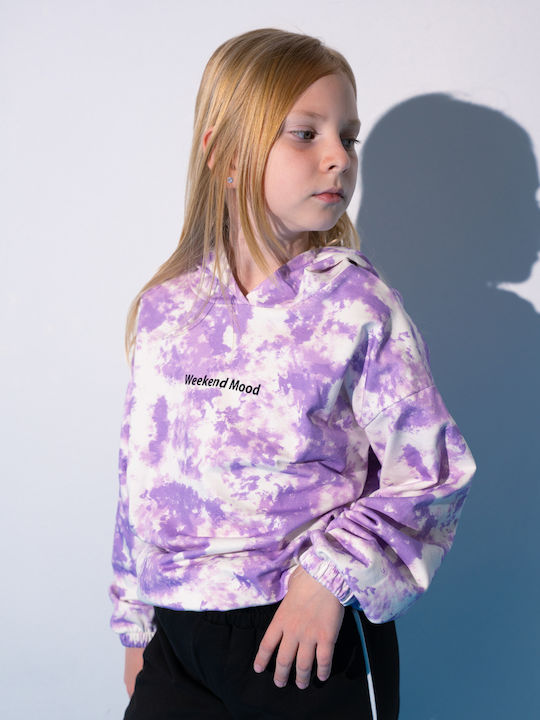 Kinder Sweatpants Set - Jogginganzug Lila Tie Dye- Black 2Stück