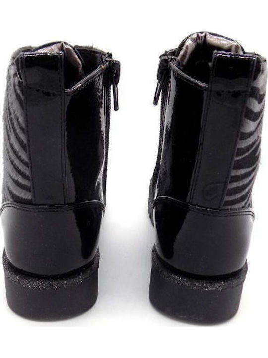 Kinderstiefel aus Lackleder mit Reissverschluss Schwarz