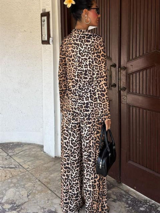 Damen Set mit Hose Leopard