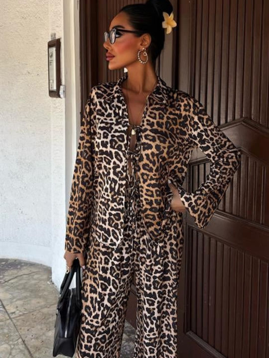 Damen Set mit Hose Leopard