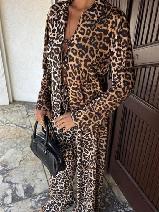 Damen Set mit Hose Leopard