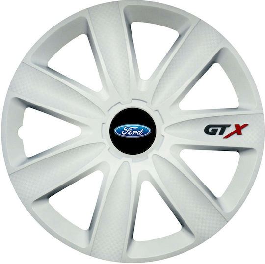 Set 4 Capace De Roți Auto Albe R16 Compatibile Ford