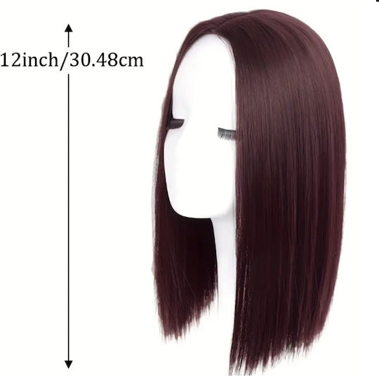 Perücke mit Synthetikhaar in Dunkelheit Rot Farbe 30cm