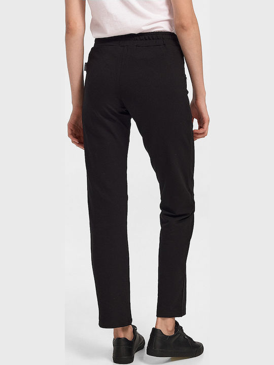Women's Fabric Trousers Push-up with Elastic Straight Line Black