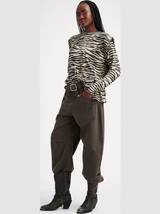 Miranda Γυναικεία Μπλούζα Μακρυμάνικη Animal Print Olive C9T24761