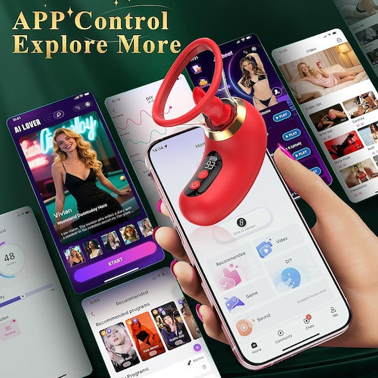 Smd Red Velvet Clitoral Sucking Licking Vibrator App Αναρροφητής Κλειτορίδας Γλώσσα