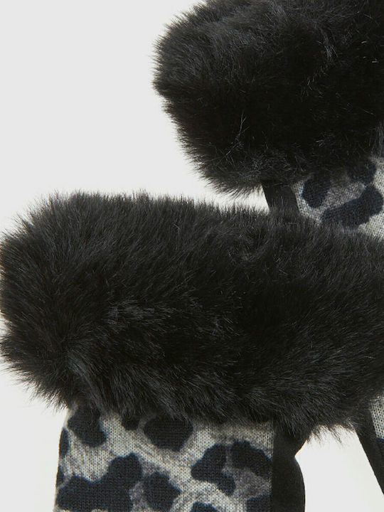 Women's Fleece Touch Gloves with Fur Gray