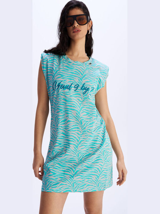 Summer Mini Athletic Sleeveless Dress Turquoise C9D25161