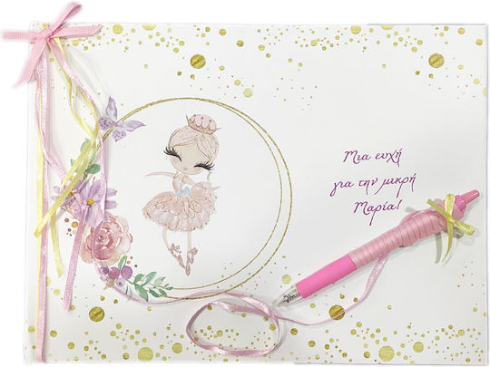 Day4you Baptism Guest Book with Ballerina Theme