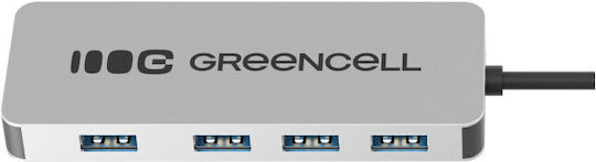 Green Cell Hub 4 Θυρών με σύνδεση USB-A Ασημί