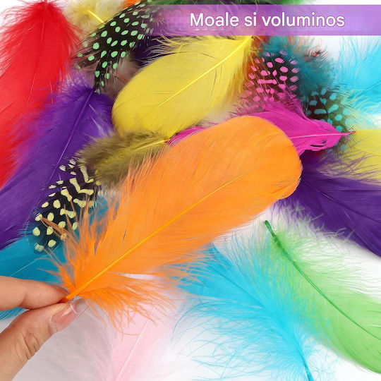 Set 300 Pene Decorativ Colorate pentru Creații DIY 8-12 Cm Pene Naturale de Gâscă Ornamente Decorare Proiecte Creative