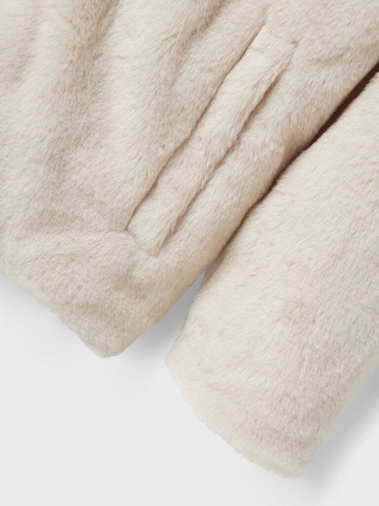 Kinderpelz mit Kapuze Beige