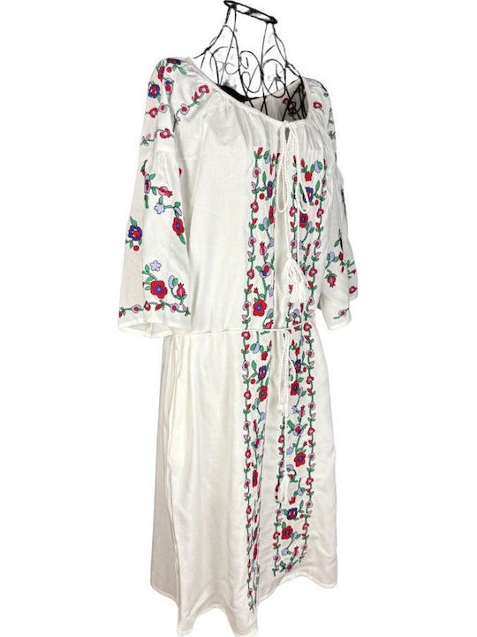 Sommer Maxi Damenkleid Weiß Lila