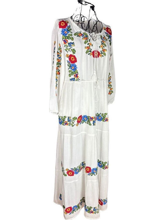 Summer Maxi Dress White Yellow