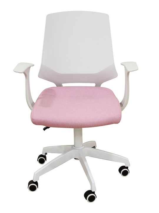 A1150-W Office Chair with Fixed Arms White/Pink Zita Plus