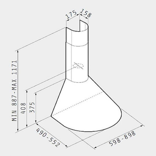 Pyramis Classic Απορροφητήρας Καμινάδα 60cm Inox