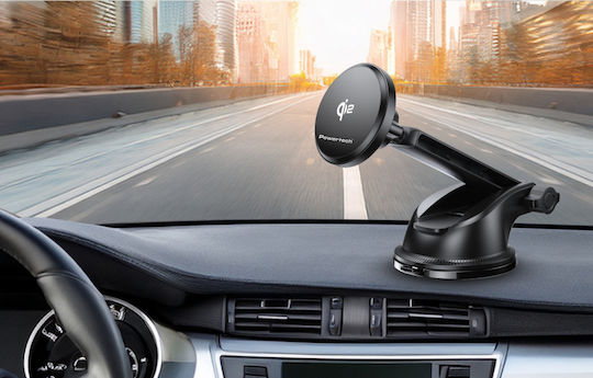 Powertech Car Mobile Mount with Magnet and Wireless Charging MagSafe Black