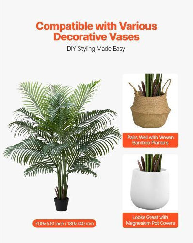 Vevor 1829 Mm Artificial Areca Palm Tree Faux Plant In Pot Home Office
