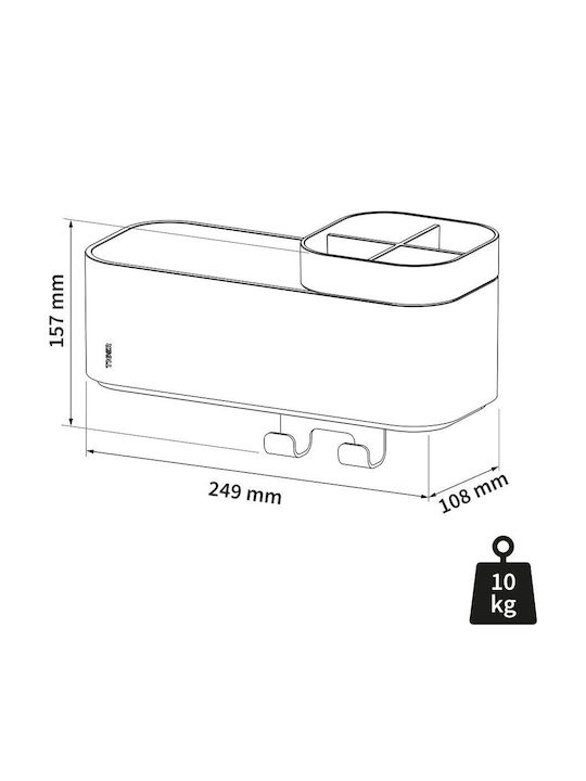 TIGER 2-store Επιτοίχια Ραφιέρα Μπάνιου Μεταλλική 24.9x15.7x10.8cm Μαύρη