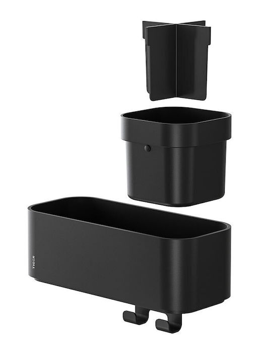 TIGER 2-store Επιτοίχια Ραφιέρα Μπάνιου Μεταλλική 24.9x15.7x10.8cm Μαύρη