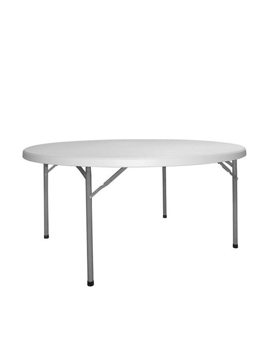 Blow-R Outdoor Dinner Foldable Table with Plastic Surface and Metal Frame White 181x181x74cm