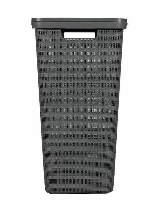 Curver Jute Wäschekorb Korbweide 58lt mit Deckel 43x34x60cm Dunkelgrau