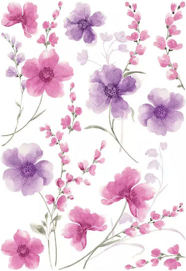 Διακοσμητικό Αυτοκόλλητο Τοίχου Purple Flowers Βινυλίου 1τμχ Ango