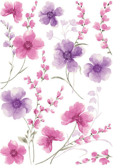 Διακοσμητικό Αυτοκόλλητο Τοίχου Purple Flowers Βινυλίου 1τμχ Ango