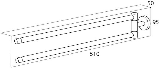 TIGER Double Wall-Mounted Bathroom Rail Inox Silver