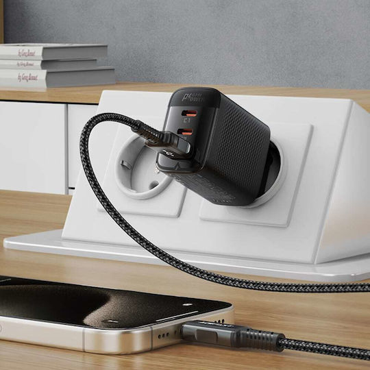 Acefast Φορτιστής Χωρίς Καλώδιο GaN με Θύρα USB-A και 2 Θύρες USB-C 67W Μαύρος (A108)