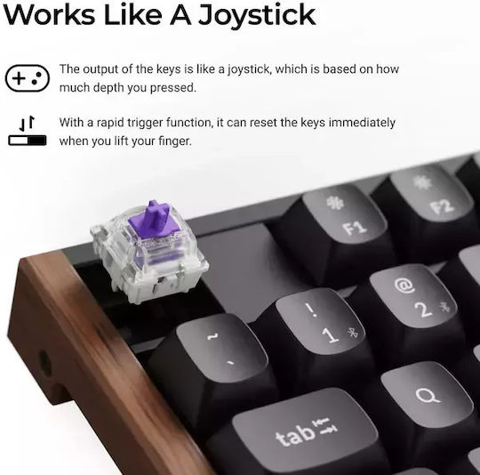 Keychron K10 HE Fără fir Efect Hall Gaming Tastatură cu Magnetic comutatoare și iluminare RGB (Engleză US) Alb