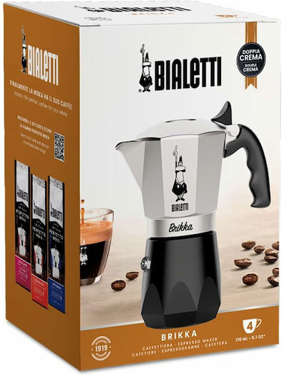Bialetti Brikka Stovetop Espresso Pot 4 Cups Silver