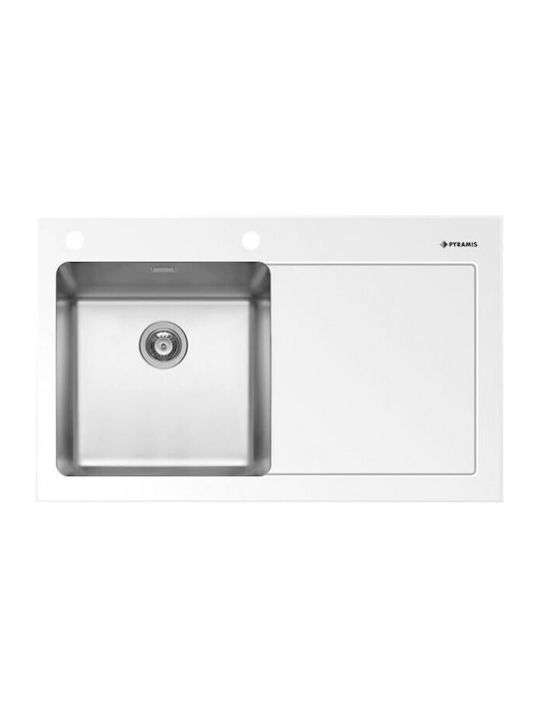 Pyramis Crystalon 1B 1D Αριστερός Ένθετος Νεροχύτης Μ86xΠ53cm White