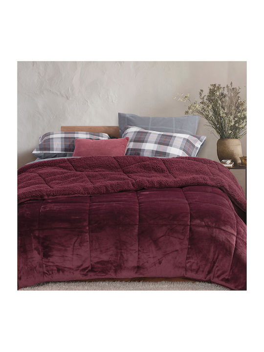 Nef-Nef Homeware Duvet Cover with Microfiber Filling Single 160x220cm Singular Bordo 220 GSMGsm