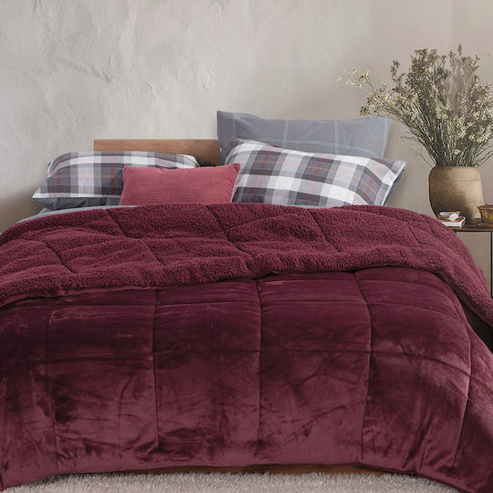 Nef-Nef Homeware Duvet Cover with Microfiber Filling Single 160x220cm Singular Bordo 220 GSMGsm