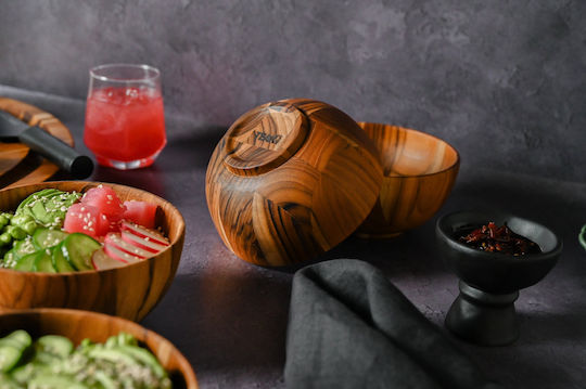 Teak Wonder Μπωλ Σερβιρίσματος Στρογγυλό Ξύλινο με Διάμετρο 15εκ.