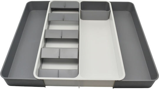 Ankor Besteckeinsatz für Schubladen Aufklappbar Kunststoff 46,5x39,5x5,5cm Grau