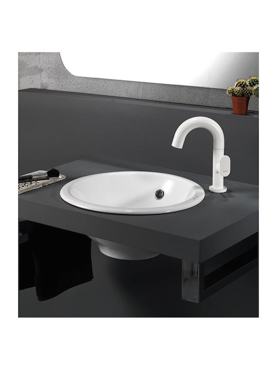 Huida Ascot Ένθετος Νιπτήρας Πορσελάνης 61x50x20cm Λευκός