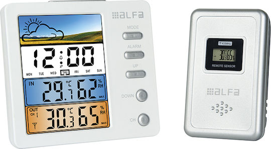 Alfa ΕΤ674C 600177 Drahtlos Wetterstation Digital Tischplatte / Wandmontiert Weiß Alfa ΕΤ674C 600177 Drahtlos Wetterstation Digital Tischplatte / Wandmontiert Weiß