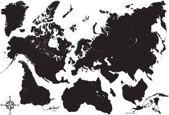 Dekorativer Aufkleber Wand Black Map L 1Stück 70x70cm Ango