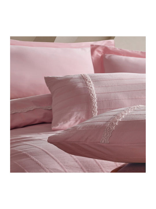 Şaheser Set Husă de Pilotă Dublă cu 4 Fețe de Pernă & 1 Cearsaf 200x220 Jasmin Pink (powder Pink)