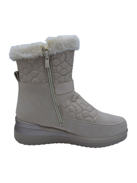 Women's Ankle Boots with Medium Heel Beige